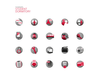 Student dormitory icon (set 2)