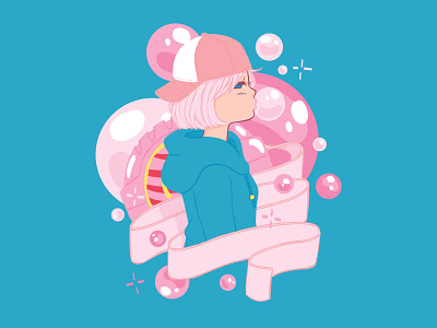 Bubble Gum bright color combinations design digital art illustration