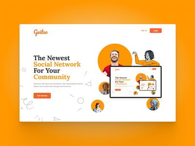 Community Dribble clean design design figma hero banner hero section illustration landing page orange portofolio uidesign uiux uxdesign web design