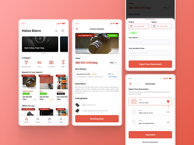 Rent Mobile App bike camera car clean design design figma indonesia mobile mobile app portofolio rent app travel ui uiux