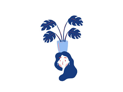she loves plants blue charater charater design design digitalart dribble illustration photoshop pink plant woman