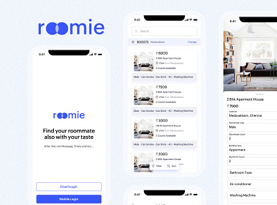 Roomie a Mobile application 12 13 3d android animation app branding design graphic design icon illustration ios logo typography