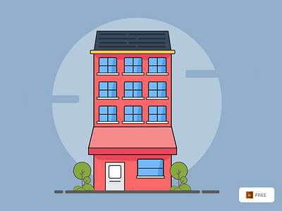 Building Illustration - Freebies adobe illustrator building clean design flat illustration flatdesign free free design freebies graphic design illustration