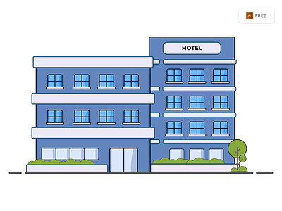 Hotel Illustration Flat Design - Freebies design flat flat design free free design freebies graphic design hotel illustration vector