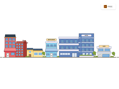 City Landscape Illustration Flat Design - Freebies city illustration flat design flat illustration free freebies graphic design illustration inspiration landscape vector vector illustration