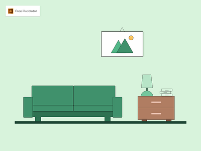 Living Room Flat Design Illustration - Freebies