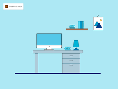 Workspace Flat Design Illustration - Freebies