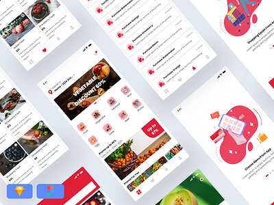 Grocery App - Free UI KIT android freebies grocery grocery app illustration ios iphone mobile design ui ux