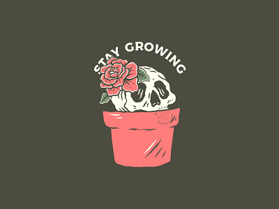 STAY GROWING badge design badge logo badgedesign branding hand drawn illustration illustration art logo illustration tshirt tshirt design vintage