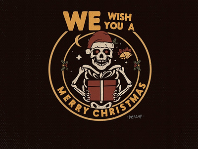 We wish you a merry christmas badge design badge logo badgedesign christmas hand drawn illustration merrychristmas skull tattoo design traditional tattoo tshirt tshirt design