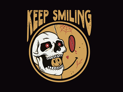 Vintage skull with smile tshirt design
