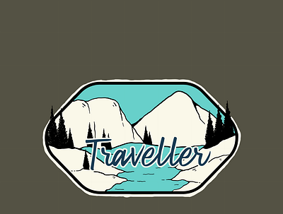 mountain traveller badge desain badge design badge logo badgedesign branding design hand drawn illustration illustrator lettering logo logo design logo illustration logo illustrator mountain mountain logo typography ui vector