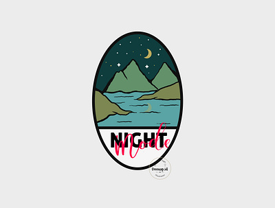 night mode landscape badge design badge logo badgedesign badges branding design hand drawn illustration illustrator lettering logo logotype