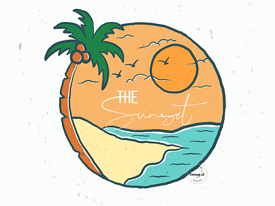 the sunset badge design badge logo badgedesign beach branding illustration illustrator lettering logo illustration logo illustrator tshirt