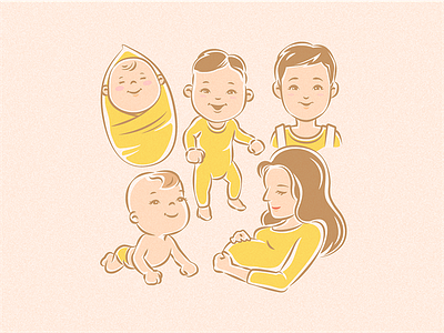 Kids And A Pregnant Woman Illustration baby drawing illustration kids mother