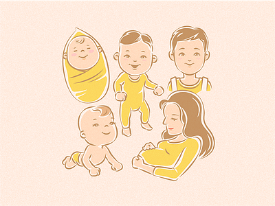 Kids And A Pregnant Woman Illustration