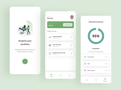 Employee Attendance App - Mobile App Design app attendance daily design employee mobile office ui ux