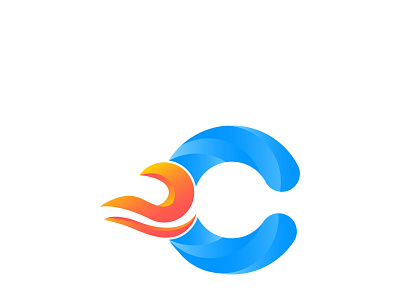 C letter fire logo design