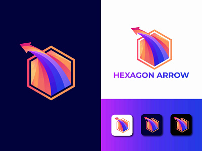 hexagon arrow logo design