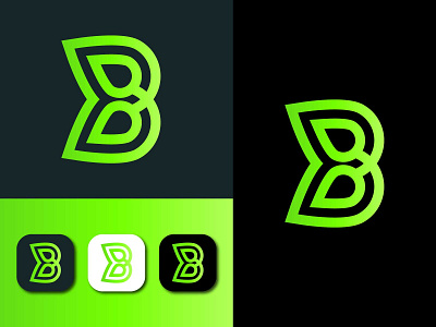 b letter leaf logo for app icon