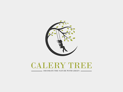 Girl on tree swing logo app branding business company corporate creative design letter logo logotype media swing logo tree logo