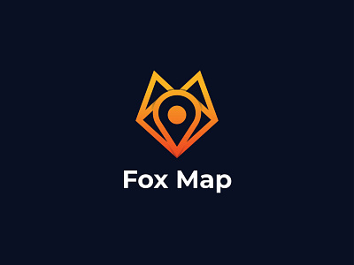 Fox map logo yellow orange gradient. Fox location logo