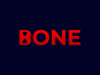 Negative space bone logo design. Bone letter logo red gradient