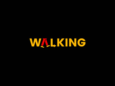 Walking wordmark logo design golden and red color branding business company creative design illustration logo media ui vector