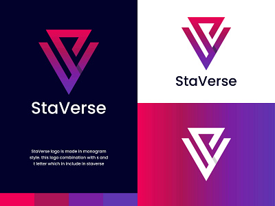 S and V purple color gradient monogram modern logo branding business company creative design illustration logo media ui vector