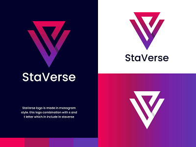 S and  V purple color gradient monogram modern logo