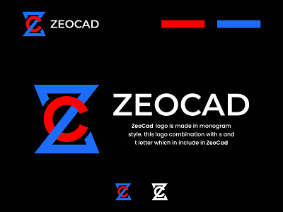 ZC leter logo with red and blue color branding business company creative design illustration logo media ui vector