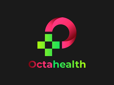 o letter medical logo with green and pink color gradient