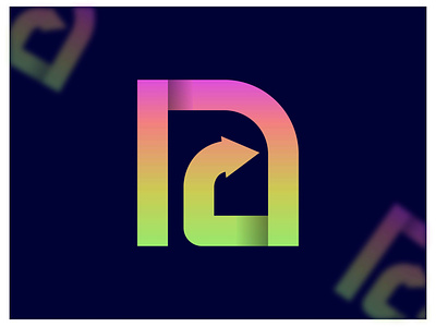 N A Letter Logo With Arrow Green and Pink Gradient