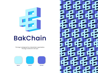 B letter Bakcahin 3d logo for blockchain 3d logo block logo blockchain branding business chain logo company creative design illustration logo logo design media ui vector