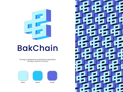 B letter Bakcahin 3d logo for blockchain