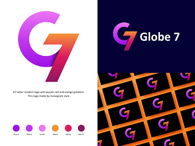 G7 letter logo purple red and orange gradient