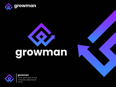 growman g letter financial logo with arrow