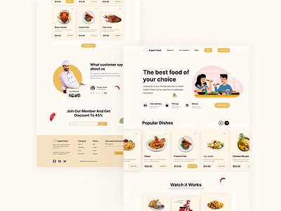 Food restaurant landing page design