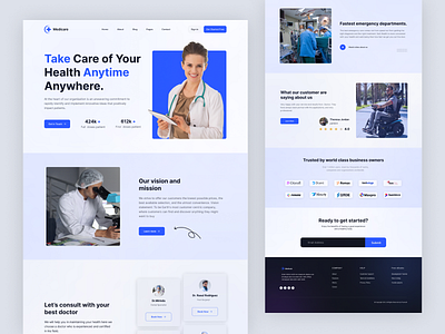 Medical health landing page design