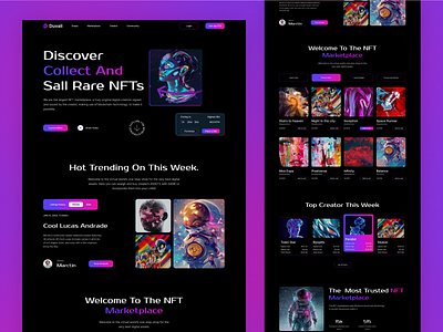 NFT landing page design. appdesign dailyui dribbble graphicdesign header landing page ui uidesigner uitrends uiux uiuxdesign user experience user interface userexperience userinterface uxdesign uxdesigner webdesign webdesigner