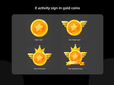 E activity collar gold coin icon item crown icons light quasi-physical ui upgrade wings