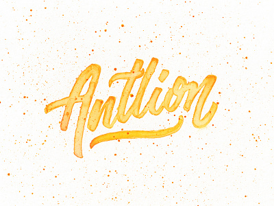 Antlion antlion brush brushpen calligraphy hand lettered handmade lettering script type yellow
