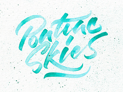 Pontiac Skies blue brush brushpen folk green handmade lettering milk carton kids pontiac splatter watercolor