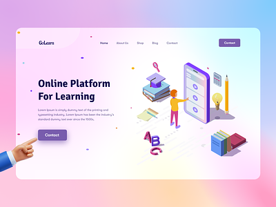 Best Online Platform for Learning design education flat glassmorphism landing landing page landingpage learn learning learning platform online platform ui ux web