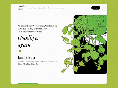Landing Page for Book website (Goodbye, again by Jonny Sun) book design hero landingpage ui ux website