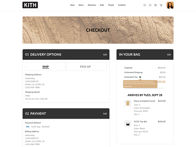 KITH's Checkout Page