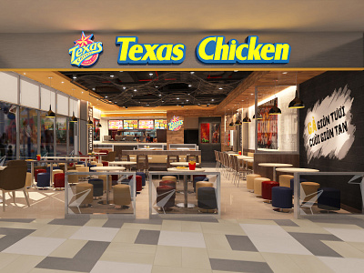 TEXAS CHICKEN - INTERIOR DESIGN & 3D RENDERING 3d render 3d rendering 3dsmax design interior design interior designer