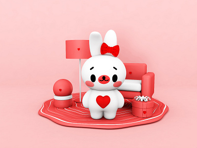 3D effect,Cinema 4D- character cute rabbit 2 3d c4d character characterdesign characters design illustration ui web website