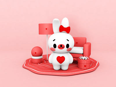 3D effect,Cinema 4D- character cute rabbit 2