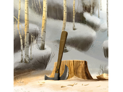 The axe background children book illustration childrens book illustration klaus landscape illustration landscape painting